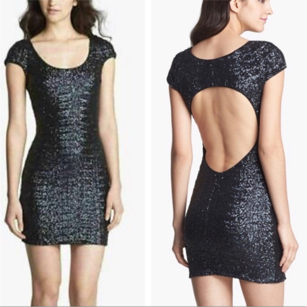 Dress the Population Sequin Open Back Dress